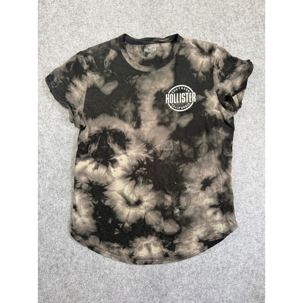 Hollister Men Graphic T-Shirt Small Black Grey Tie Dye Southern California Logo